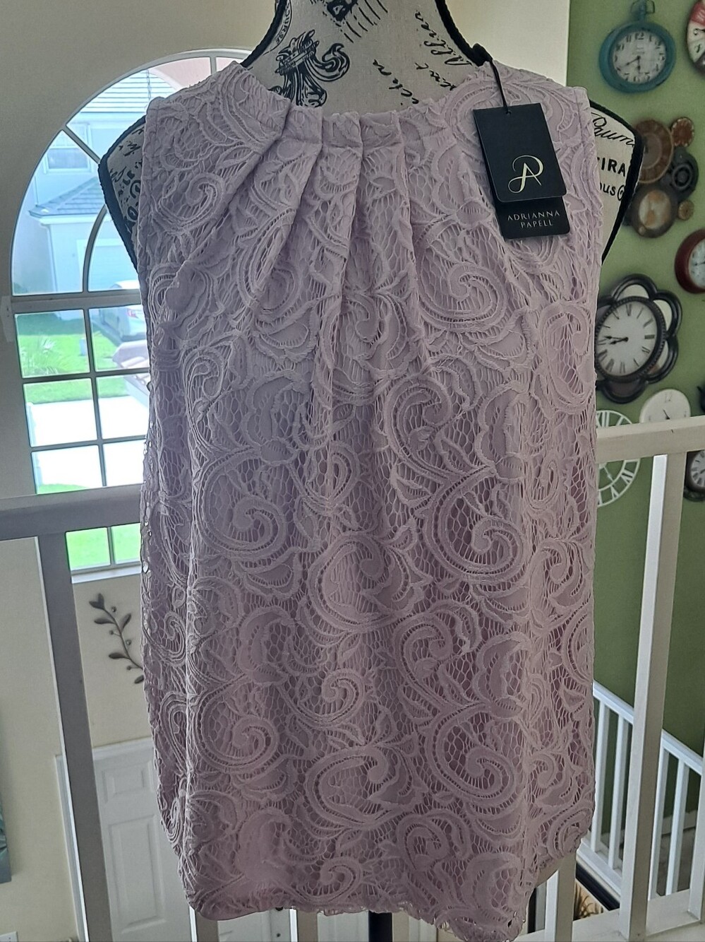 Adrianna Papell Dusty Lavender Lace A-Line Top